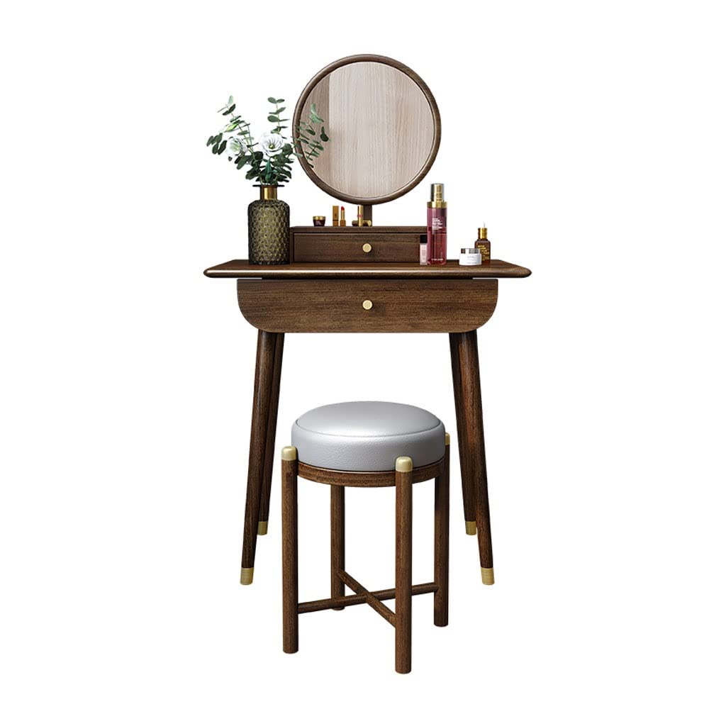 【Furniture】Bedroom Table Vanity Desk Set Wooden Dresser Ladies Dresser with Stool, Drawer, Mirror Dresser Desk