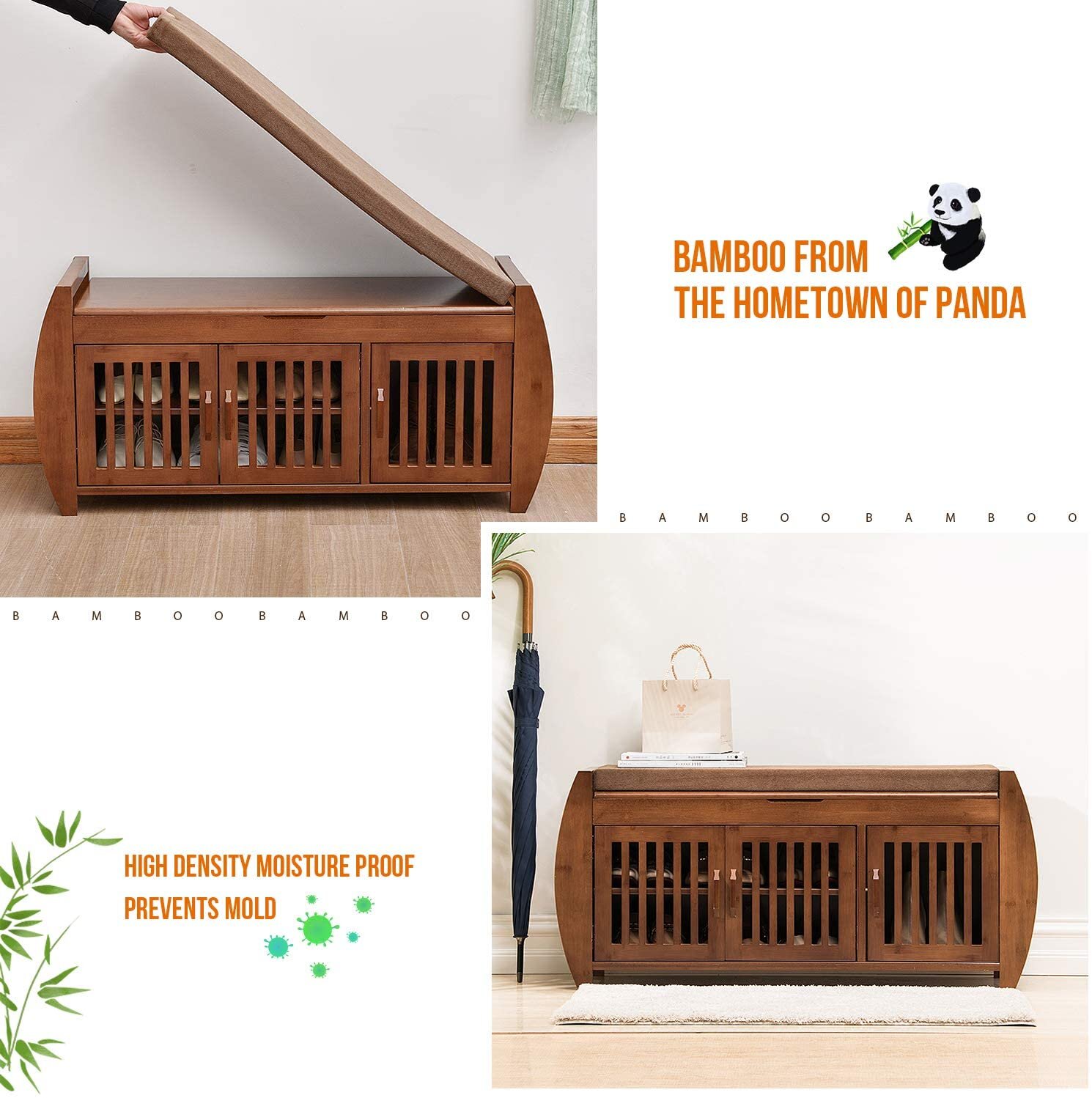 【Furniture】10 Pair Shoe Storage Bench