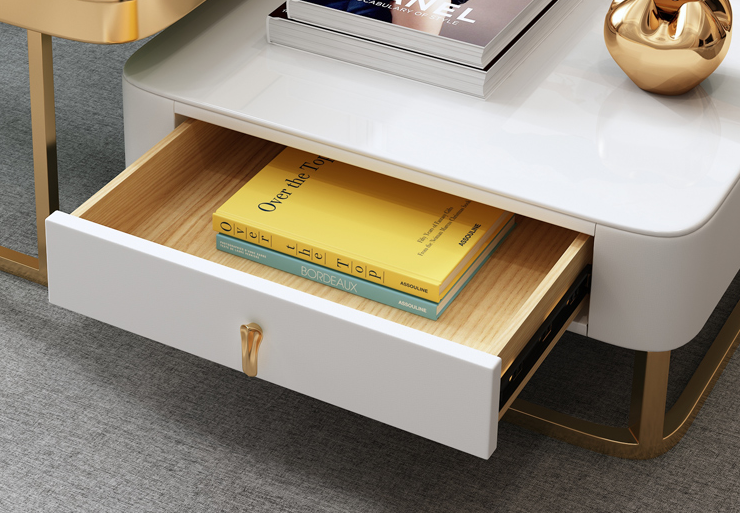 Italian style light luxury glass bright rock board coffee table living room household combination coffee table