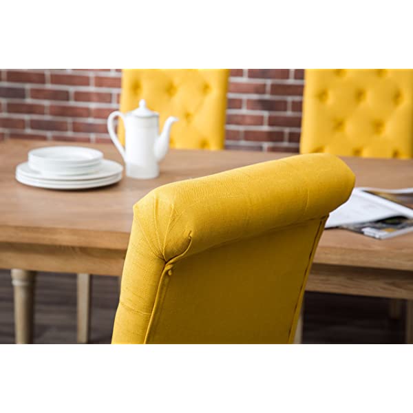 Roundhill Furniture Habitanian 6-Piece White Wash Dining Set with Tufted Chairs and Bench, Beige