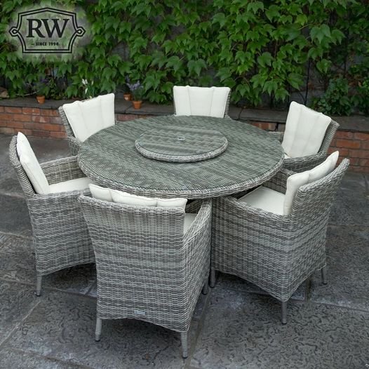 Oxford – 6 Seat Set with 135cm Round Table (Light Grey)