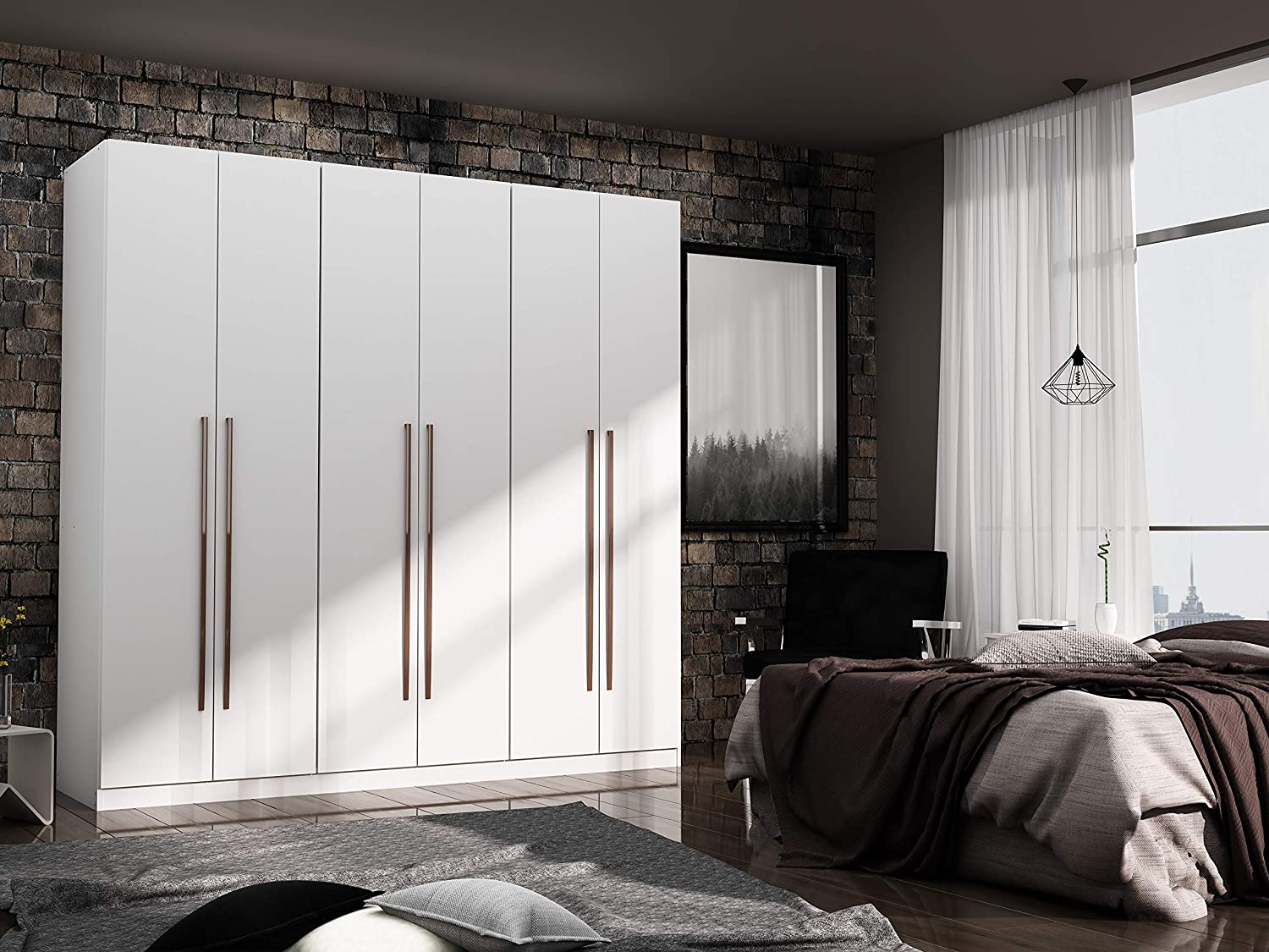 【Furniture】Gramercy Contemporary Modern Freestanding Wardrobe Armoire Closet, 82.48