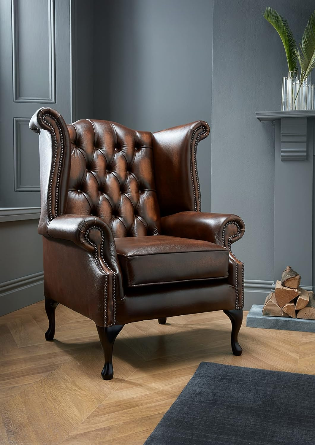 Chesterfield wingback armchairs