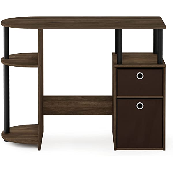 FURINNO Jaya Computer Study Desk with Bin, Brown Espresso
