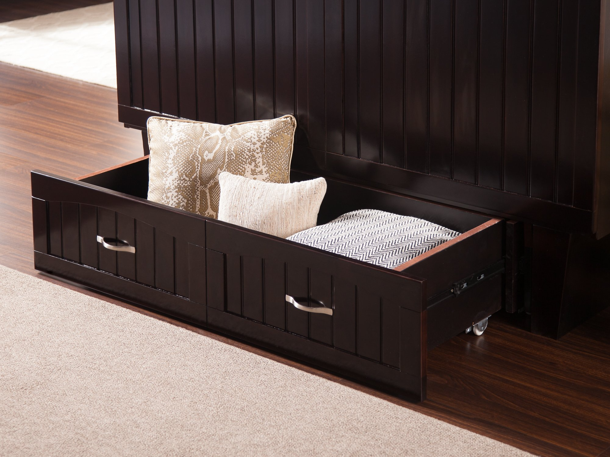 【Furniture】Atlantic Furniture Nantucket Murphy Bed Chest with Charging Station & Mattress, Queen, Espresso