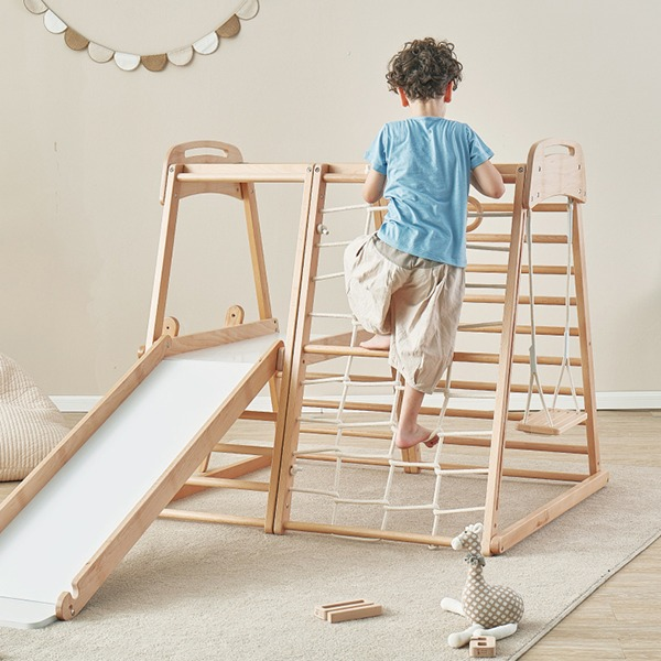 【Furniture】Children's Wooden Climbing Frame Indoor Playground Exercise Equipmen