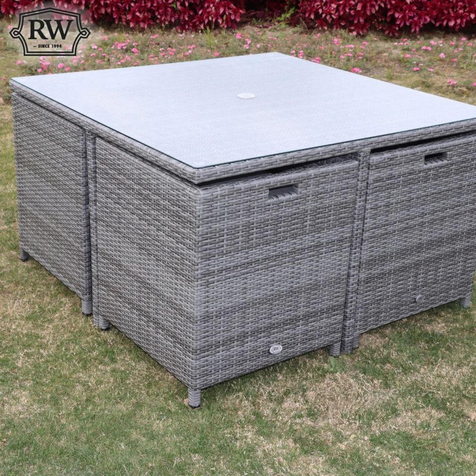 Cube Rattan Garden Furniture Set Chairs Sofa Stool Table Patio 8 Seater Set