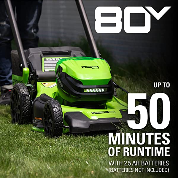 Greenworks Pro 80V 21 inch Cordless Push Lawn Mower, Includes Two 2Ah Batteries and Charger, GLM801601 (2) 2Ah Batteries Push