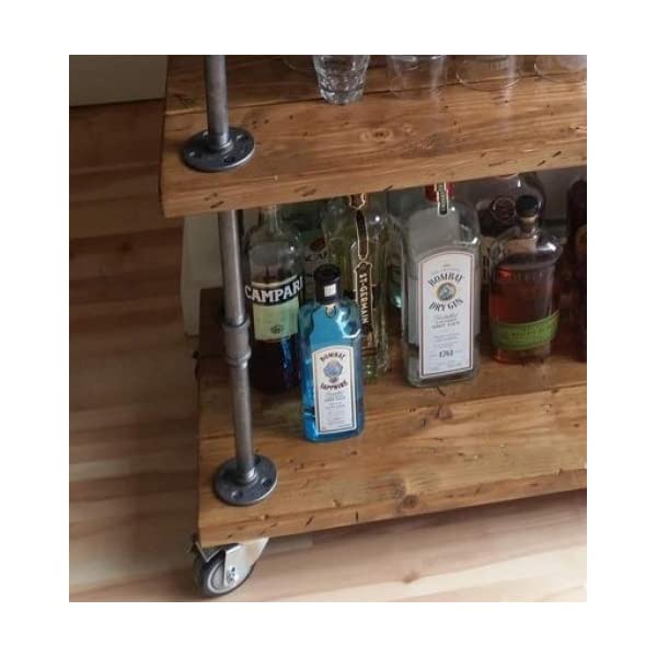 WGX Design For You Wood and Metal Wine Rack with Wheels Kicthen Bar Dining Room Tea Wine Holder Serving Cart Furniture Cart-01