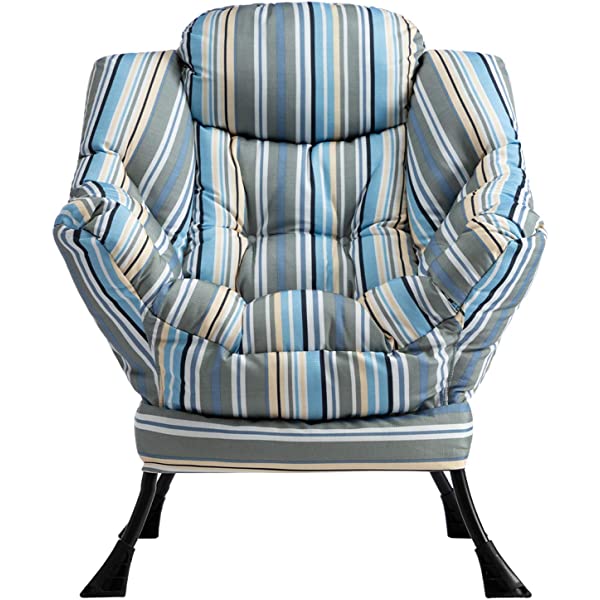 AbocoFur Modern Large Cotton Fabric Lazy Chair，Accent Contemporary Lounge Chair, Single Steel Frame Leisure Sofa Chair with Armrests and A Side Pocket, Beige