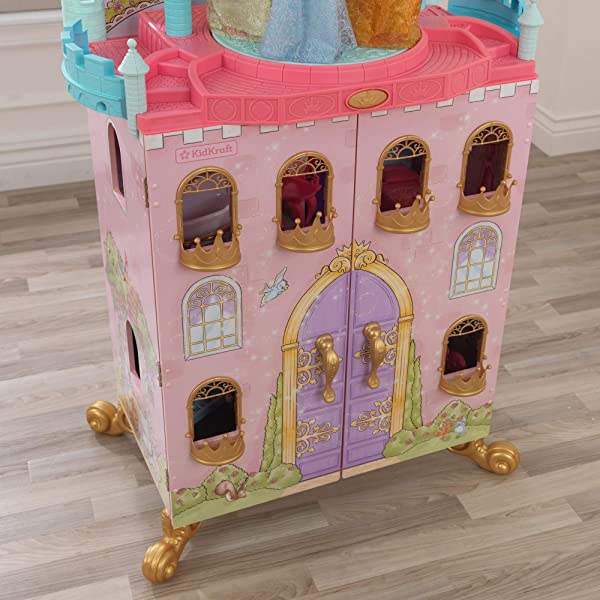 Princess Dance & Dream Wooden Dollhouse, Over 4-Feet Tall with Sounds, Spinning Dance Floor and 20 Play Pieces, Gift for Ages 3+ , Pink
