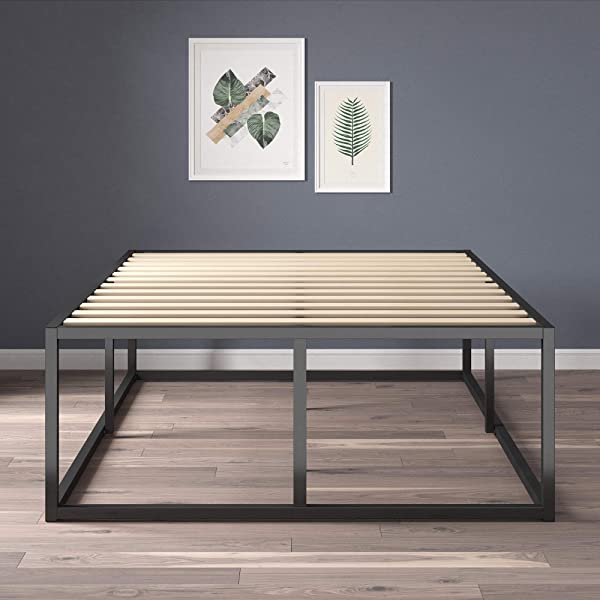 ZINUS Joseph Metal Platforma Bed Frame / Mattress Foundation / Wood Slat Support / No Box Spring Needed / Sturdy Steel Structure, Queen Queen 14 Inch