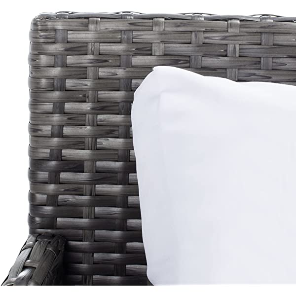 Safavieh Outdoor Collection Cadeo Brown Cushion Daybed PAT7500C, Grey/White