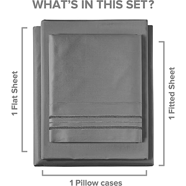 Queen Size Sheet Set - 4 Piece - Hotel Luxury Bed Sheets - Extra Soft - Deep Pockets - Easy Fit - Breathable & Cooling Sheets - Wrinkle Free - Comfy – Dark Grey Bed Sheets - Queens Sheets – 4 PC Queen Grey