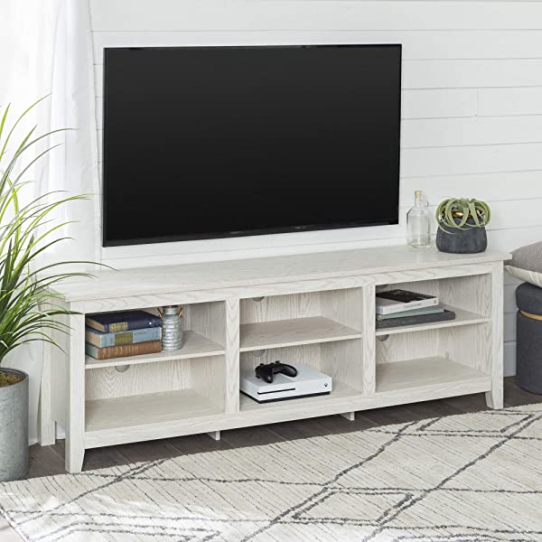 Walker Edison Wren Classic 4 Cubby TV Stand for TVs up to 65 Inches, 58 Inch, Black Black 58 InchTV Stand