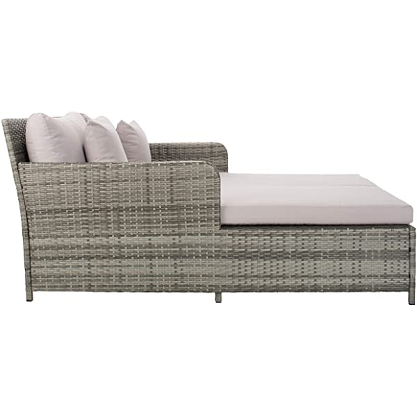 Safavieh Outdoor Collection Cadeo Brown Cushion Daybed PAT7500C, Grey/White