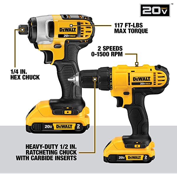 DEWALT 20V Max Cordless Drill Combo Kit, 10-Tool (DCK1020D2) 20V 10-Tool Combo Kit Kit