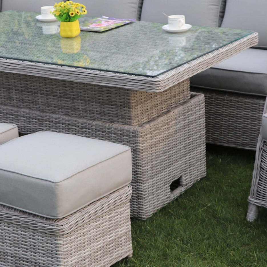 Corner Sofa Set with Rectangular Rising Table (Grey)