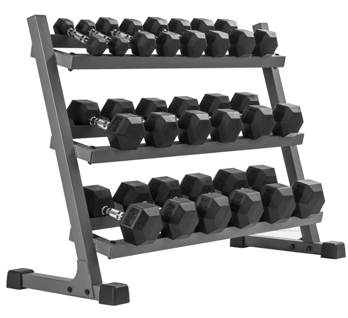 · XMark Rubber Hex Dumbbell Weight Sets, 380 lb to 550 lb Dumbbell Sets With Dumbbell Storage Rack.