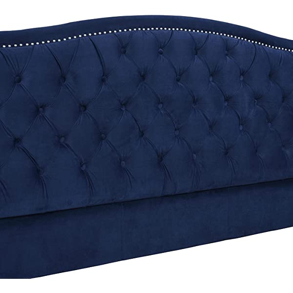 Jennifer Taylor Home Marcella Collection Queen Wingback Tufted Hand-Applied Nail Heads Upholstered Bed, Antique White Antique White Queen