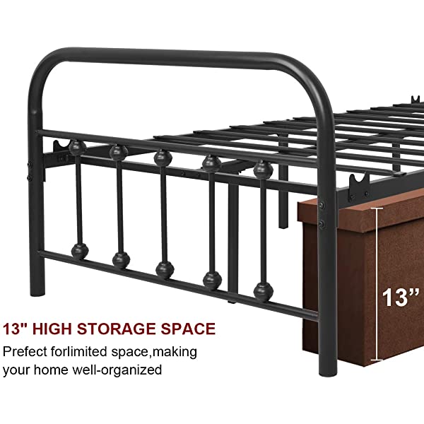 Black Metal Bed Frame Full Size with Headboard and Footboard Single Platform Mattress Base,Metal Tube and Iron-Art Bed（Full,Black） Full Black