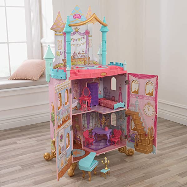 Princess Dance & Dream Wooden Dollhouse, Over 4-Feet Tall with Sounds, Spinning Dance Floor and 20 Play Pieces, Gift for Ages 3+ , Pink