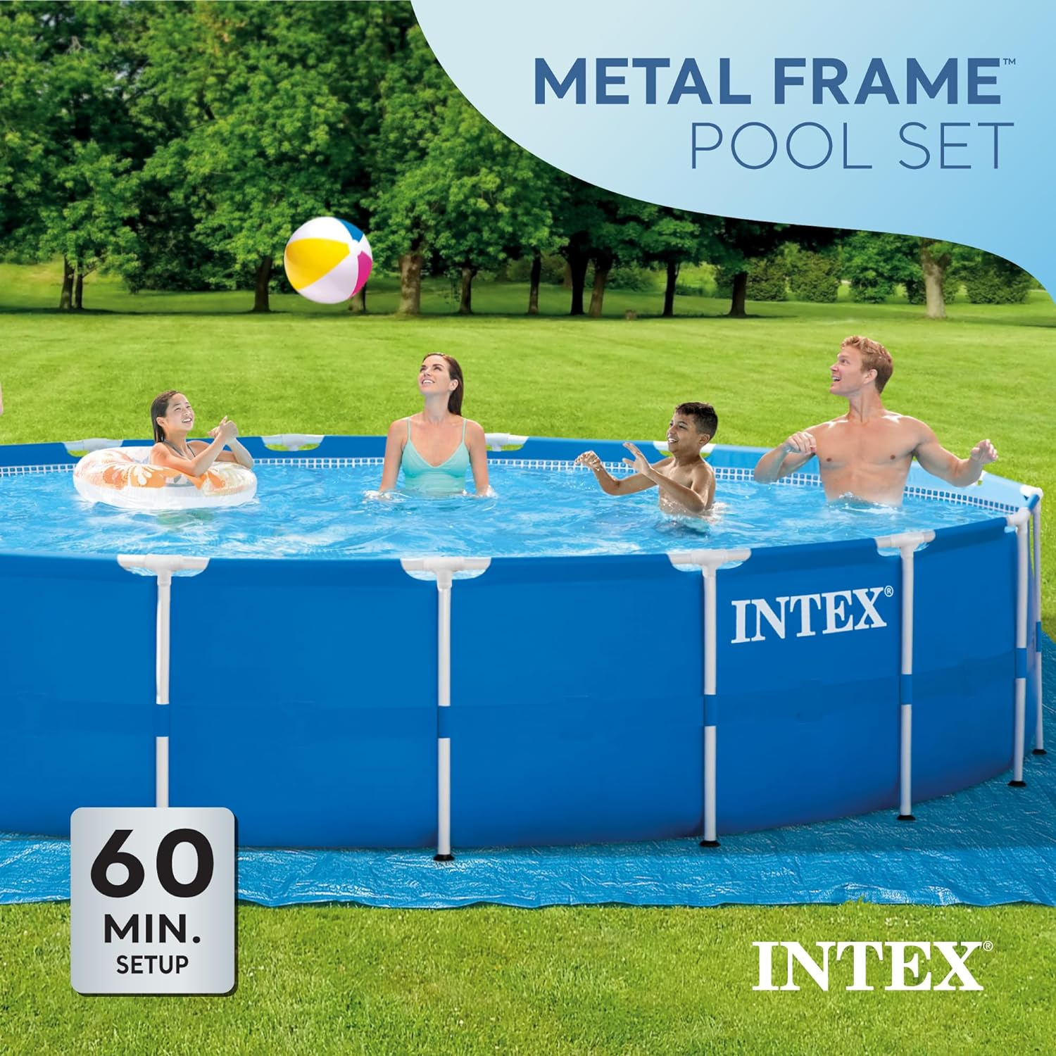 INTEX 28253EH 18ft x 48in Metal Frame Pool with Cartridge Filter Pump
