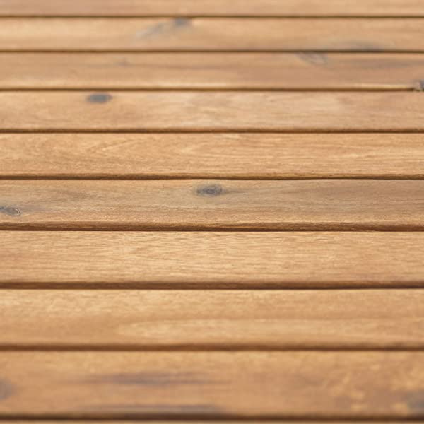 Walker Edison 5 Person Outdoor Wood Chevron Patio Furniture Dining Set Table Chairs Bench All Weather Backyard Conversation Garden Poolside Balcony, 4 Piece, Brown Brown 4 Piece Dining Set