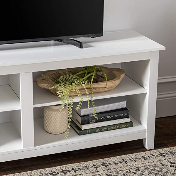 Walker Edison Wren Classic 4 Cubby TV Stand for TVs up to 65 Inches, 58 Inch, Black Black 58 InchTV Stand