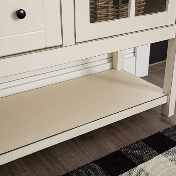 Walker Edison Charlotte Classic Glass Door Storage Buffet, 52 Inch, Espresso Espresso 52 Inch