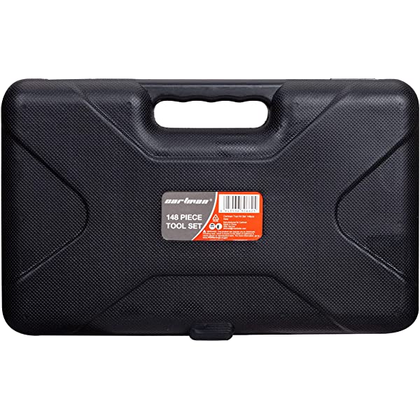 CARTMAN 148Piece Tool Set General Household Hand Tool Kit with Plastic Toolbox Storage Case Socket and Socket Wrench Sets Red