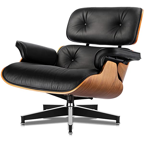 Mid Century Lounge Chair and Ottoman, Modern Chair Classic Design, Top Grain Leather Palisander Wood, Heavy Duty Base Support for Living Room, Study, Lounge, Office (Nomal, Style1-1) Nomal Style1-1