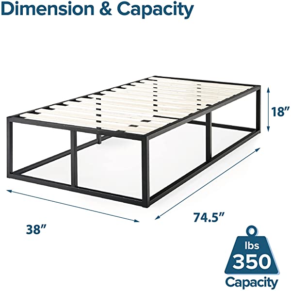 ZINUS Joseph Metal Platforma Bed Frame / Mattress Foundation / Wood Slat Support / No Box Spring Needed / Sturdy Steel Structure, Queen Queen 14 Inch