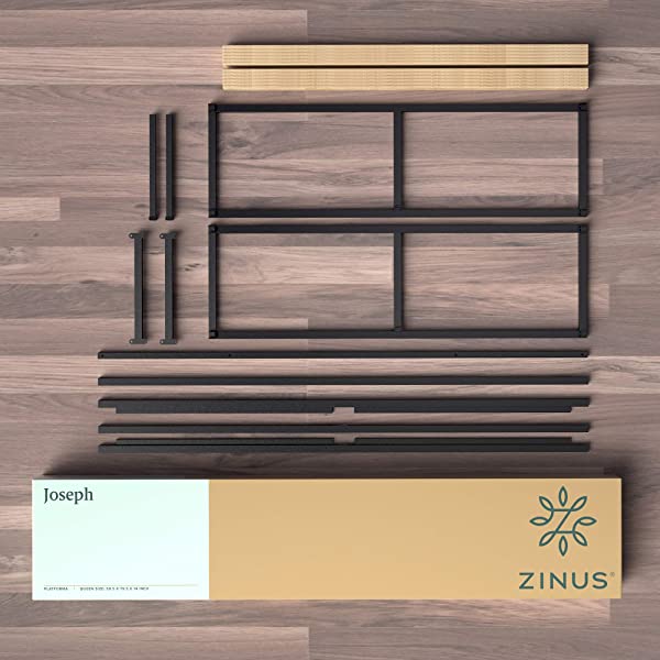 ZINUS Joseph Metal Platforma Bed Frame / Mattress Foundation / Wood Slat Support / No Box Spring Needed / Sturdy Steel Structure, Queen Queen 14 Inch