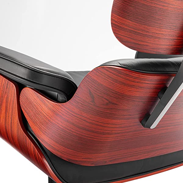 Mid Century Lounge Chair and Ottoman, Modern Chair Classic Design, Top Grain Leather Palisander Wood, Heavy Duty Base Support for Living Room, Study, Lounge, Office (Nomal, Style1-1) Nomal Style1-1