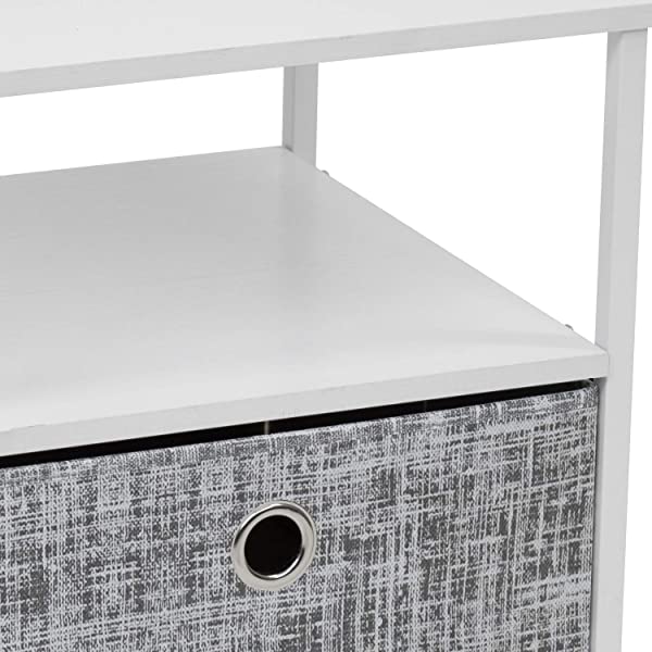 Sorbus Nightstand 1-Drawer Shelf Storage- Bedside Furniture & Accent End Table Chest for Home, Bedroom, Office, College Dorm, Steel Frame, Wood Top, Easy Pull Fabric Bins (Rustic Wood)