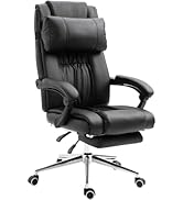 EVRE PU Leather Padded Office Recliner Chair With Ergonomic Backrest High Back Adjustable Head Su...