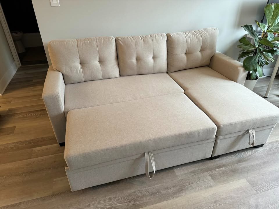 Devion Furniture Contemporary Reversible Sectional Sleeper Sectional Sofa with S