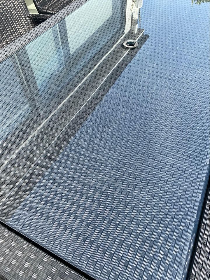 Garden Dining Table + 8 Chairs Rattan Garden Chairs and Rectangular Dining Table Set